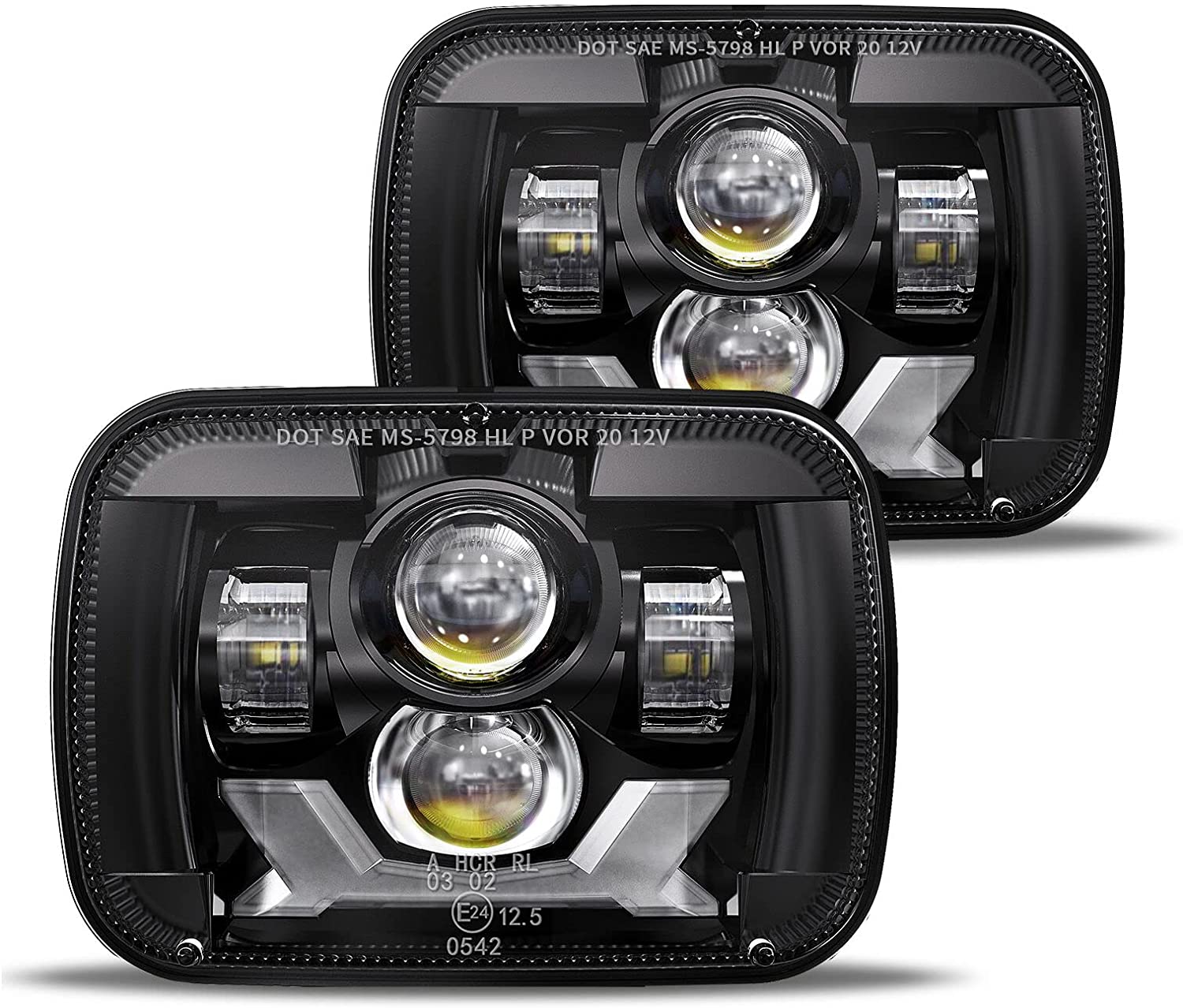 2020-2021 New Osram Chips 180w Dot 500 Brighter Antiglare H6054 5x7 7x6 LED Headlights With Turn Signal Drl Hilow Sealed Beam Compatible Jeep Cherokee Xj Wrangler Yj Ford Chevrolet Gmc Toyota Nissan Etc - JSI Racing 