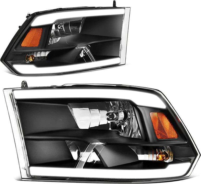 AUTOSAVER88: Montaje de faros delanteros compatible con Dodge Ram 4 puertas 1500 2500 3500, modelo 2009 a 2018. Faro de repuesto para Pickup. Color Negro. Lentes con carcasa transparente. - JSI Racing 