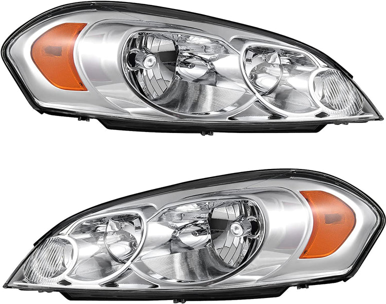Autosaver88 Headlight Assembly Compatible With 20062013 Chevy Impala 06 07 Monte Carlo Replacement Headlamp Driving Light Chrome Housing Amber Reflector Clear Lens 25958359 25958360 A Oe - JSI Racing 