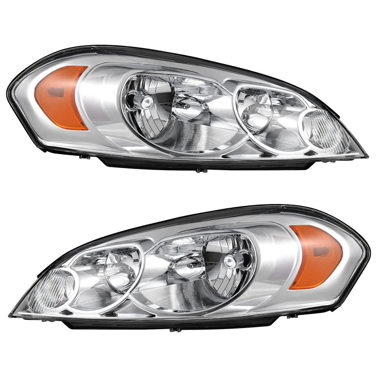 Autosaver88 Headlight Assembly Compatible With 20062013 Chevy Impala 06 07 Monte Carlo Replacement Headlamp Driving Light Chrome Housing Amber Reflector Clear Lens 25958359 25958360 A Oe - JSI Racing 