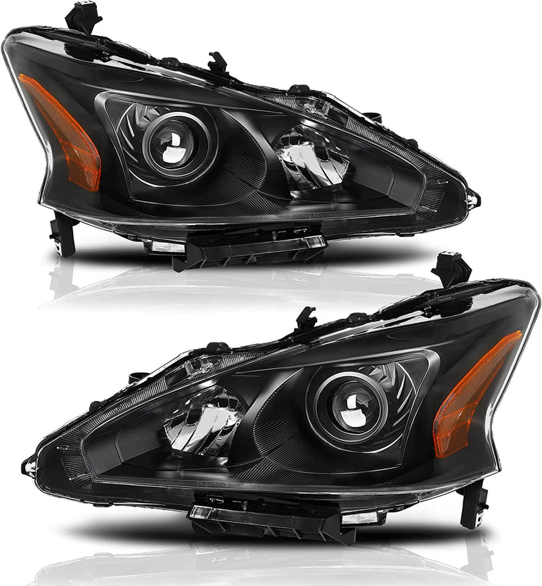 Alziria Headlight Assembly Compatible With 20132015 Nissan Altima Sslsv Only Fit 4door Chrome Housing Amber Reflector - JSI Racing 