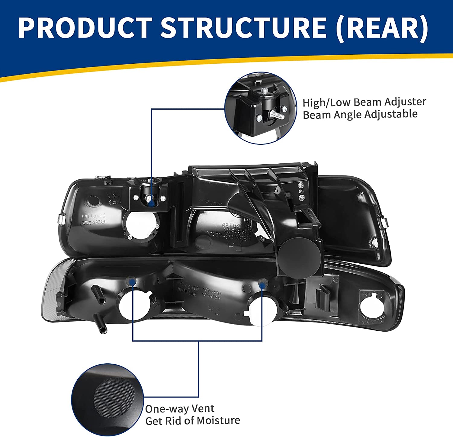Autosaver88 Headlights Assembly Compatible With 19992002 Chevy Silverado 20002006 Tahoe Suburban Headlamp Bumper Lights Smoke Lens Reflector - JSI Racing 