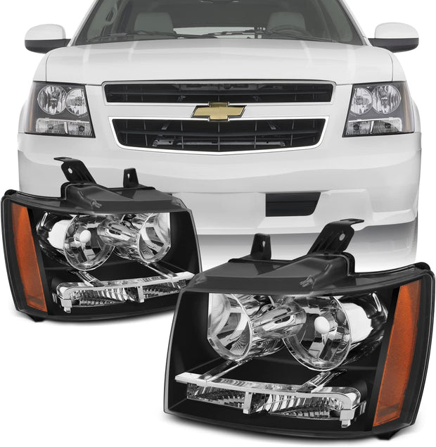 Akkon For 0713 Suburban Tahoe Avalanche Chrome Clear Headlights Direct Replacement Left Right - JSI Racing 