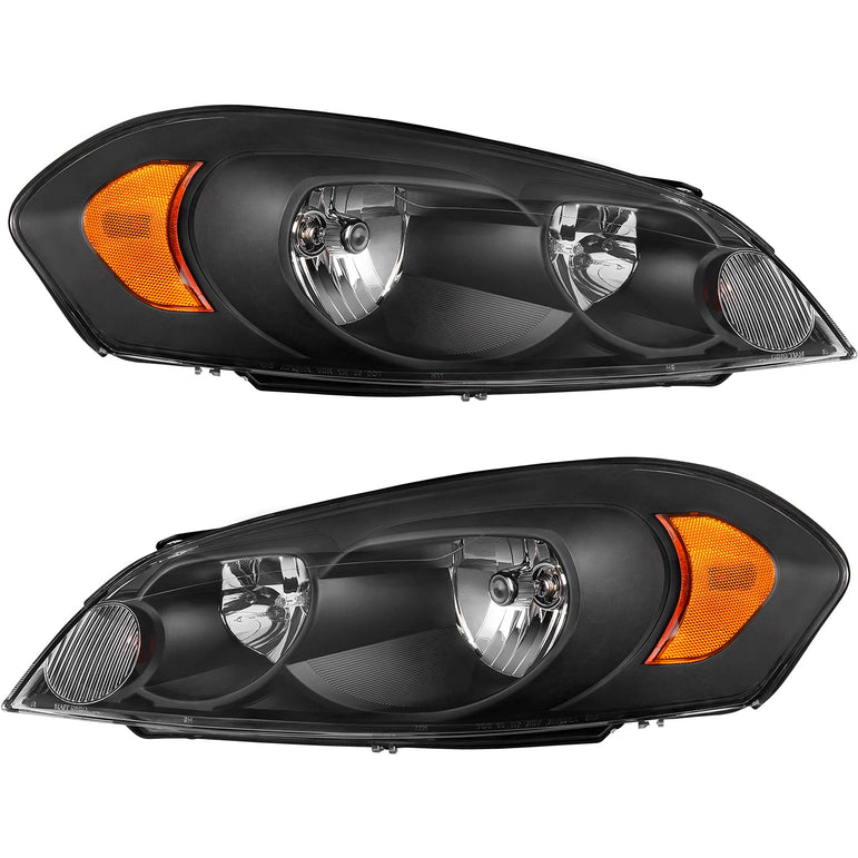 Autosaver88 Headlight Assembly Compatible With 20062013 Chevy Impala 06 07 Monte Carlo Replacement Headlamp Black Housing Amber Reflector Clear Lens A Oe - JSI Racing 