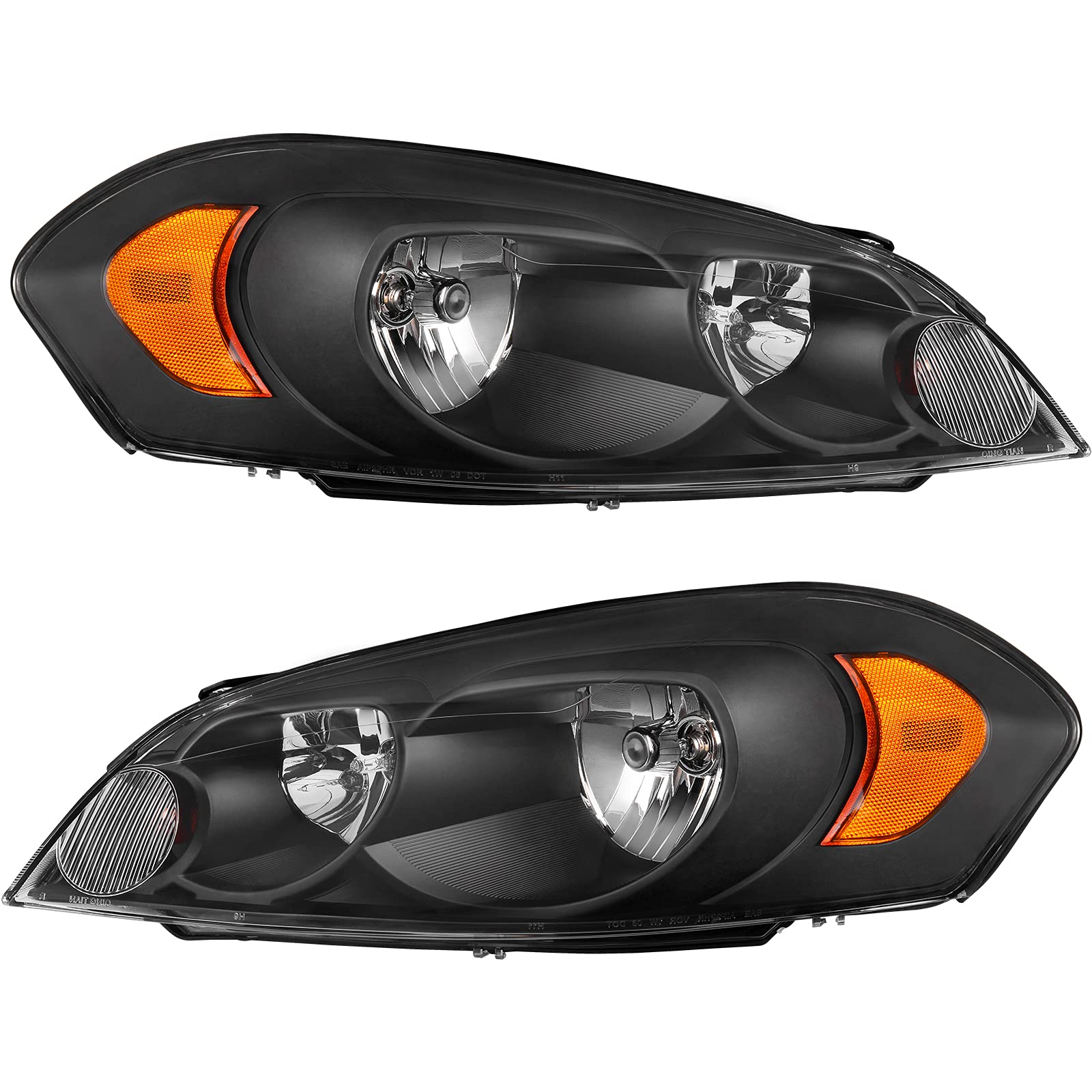 Autosaver88 Headlight Assembly Compatible With 20062013 Chevy Impala 06 07 Monte Carlo Replacement Headlamp Black Housing Amber Reflector Clear Lens A Oe - JSI Racing 
