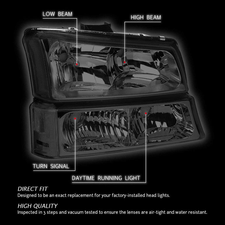 DNA Motoring, HL-OH-CS03-4P-SM-AM, Driver and Passenger Side Headlight Assembly. - JSI Racing 