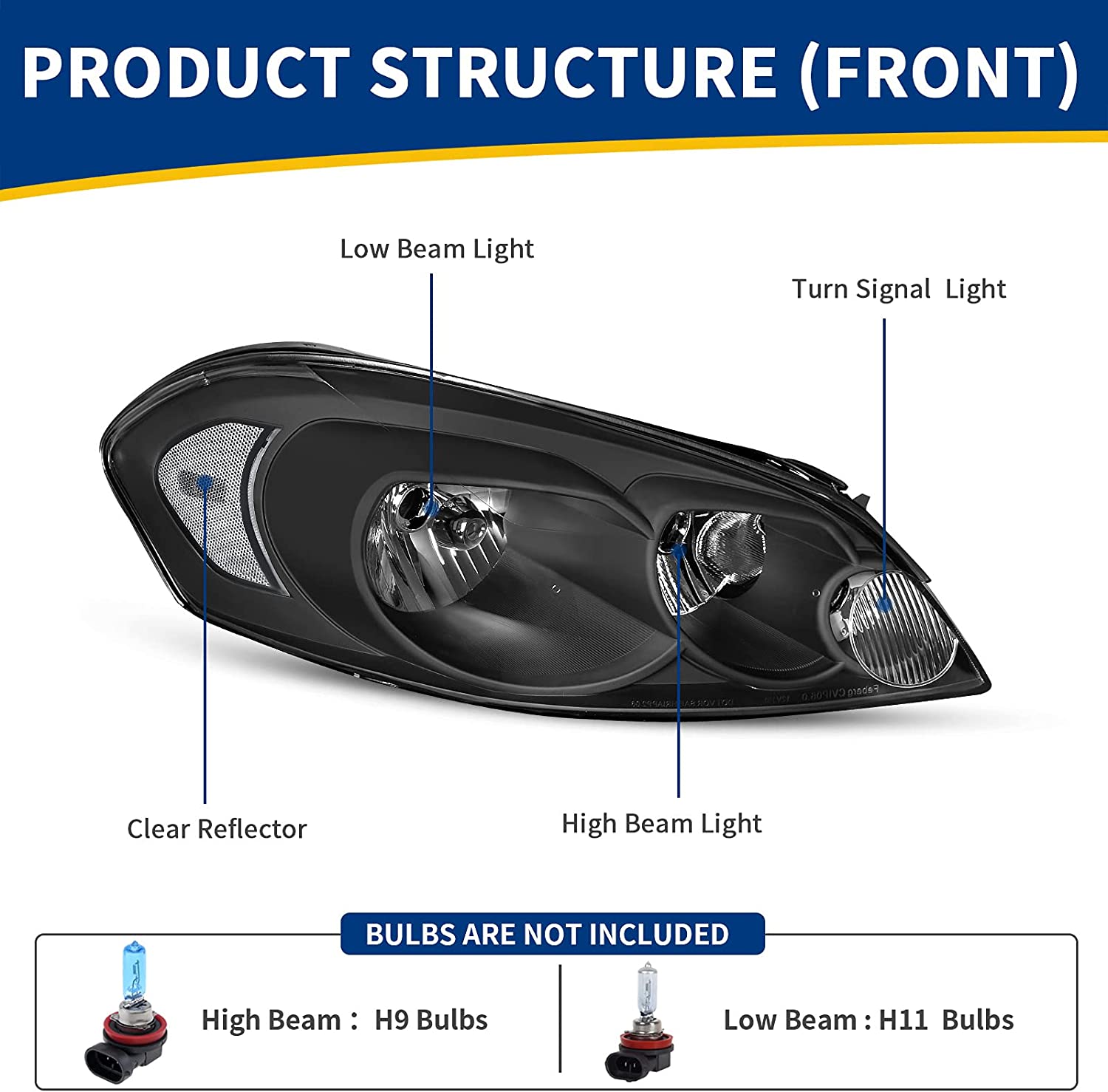 Autosaver88 Headlight Assembly Compatible With 20062013 Chevy Impala 06 07 Monte Carlo Replacement Headlamp Driving Light Black Housing Reflector Clear Lens 25958359 25958360 A Oe - JSI Racing 