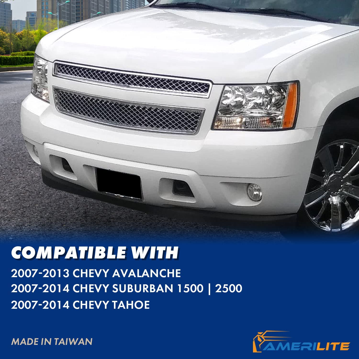 Amerilite For Chevy 0713 Tahoesuburbanavalanche Factory Style Replacement Headlights Pair Driver And Passenger Side Chrome Housing - JSI Racing 