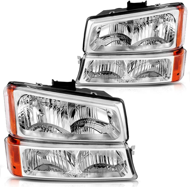 Dwvo Headlight Assembly Compatible With Chevy Silverado Avalanche 1500 2500 3500 Black Clear Housing - JSI Racing 