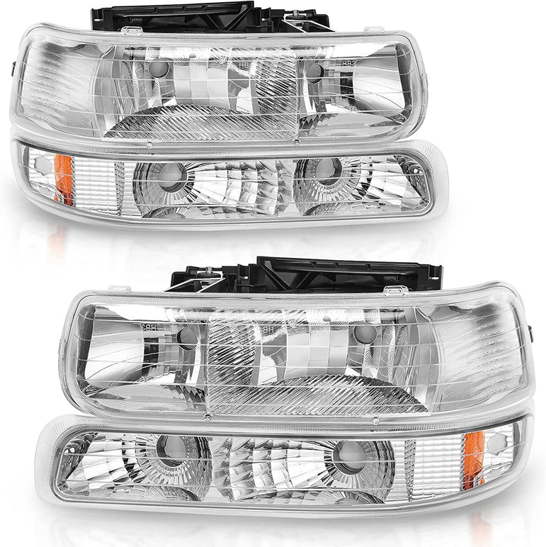 Autosaver88 Headlights Assembly Compatible With 19992002 Chevrolet Silverado 20012002 1500 2500 1500hd 2500hd 3500 20002006 Tahoe Suburban Lights In Bumpers - JSI Racing 