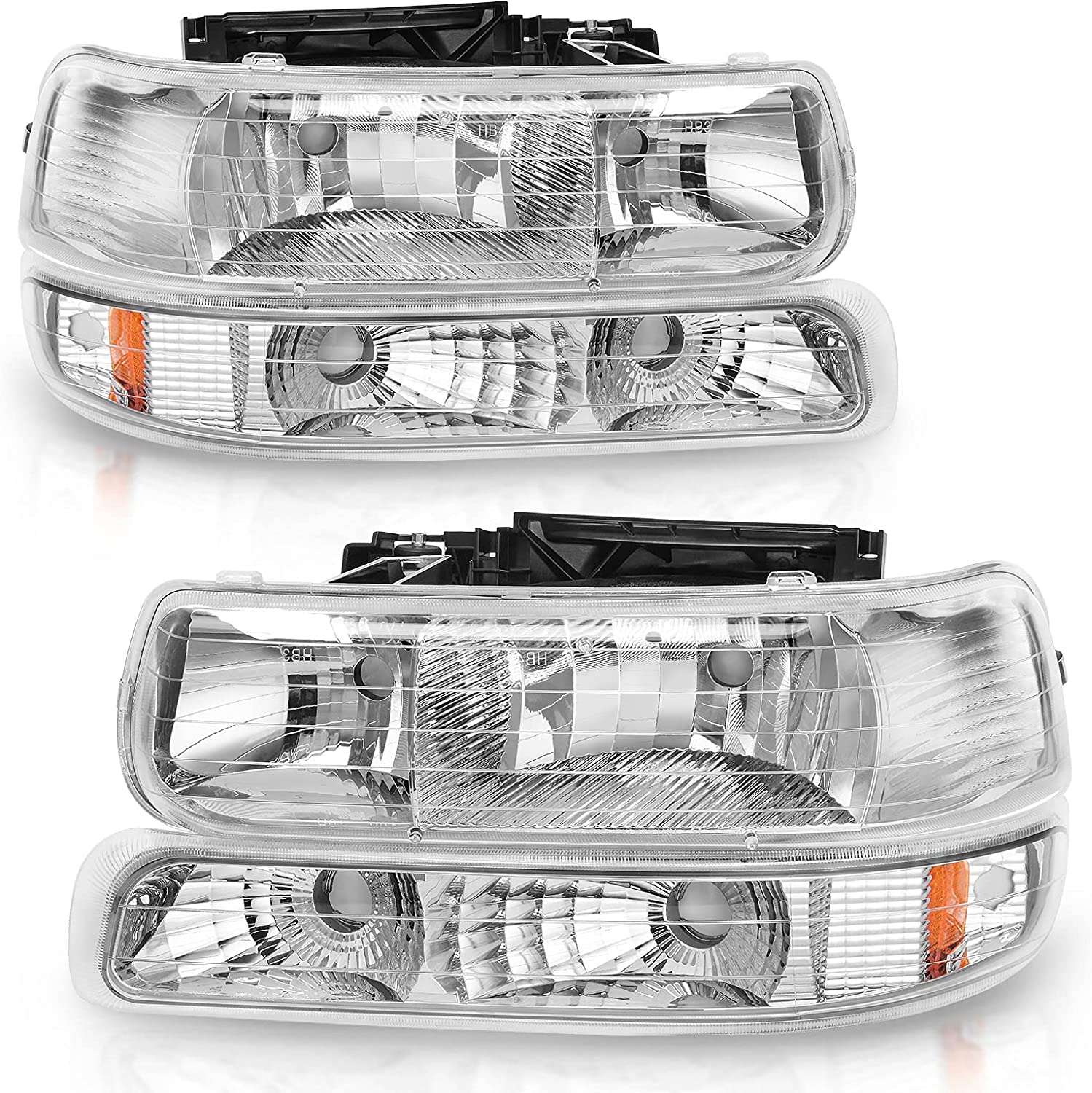Autosaver88 Headlights Assembly Compatible With 19992002 Chevrolet Silverado 20012002 1500 2500 1500hd 2500hd 3500 20002006 Tahoe Suburban Lights In Bumpers - JSI Racing 