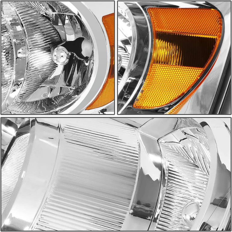 Auto Dynasty Factory Style Headlights Compatible With 0609 Dodge Ram 1500 2500 3500 Driver And Passenger Side Clear Lens Chrome Housing - JSI Racing 