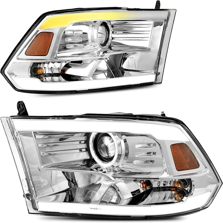 AUTOSAVER88: Montaje de faros delanteros compatible con Dodge Ram 4 puertas 1500 2500 3500, modelo 2009 a 2018. Faro de repuesto para Pickup. Color Negro. Lentes con carcasa transparente. - JSI Racing 