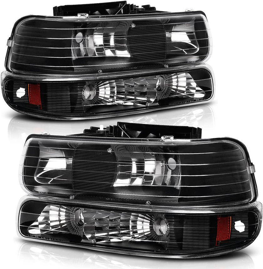 Autosaver88 Headlights Assembly Compatible With 19992002 Chevrolet Silverado 20012002 1500 2500 1500hd 2500hd 3500 20002006 Tahoe Suburban Lights In Bumpers - JSI Racing 