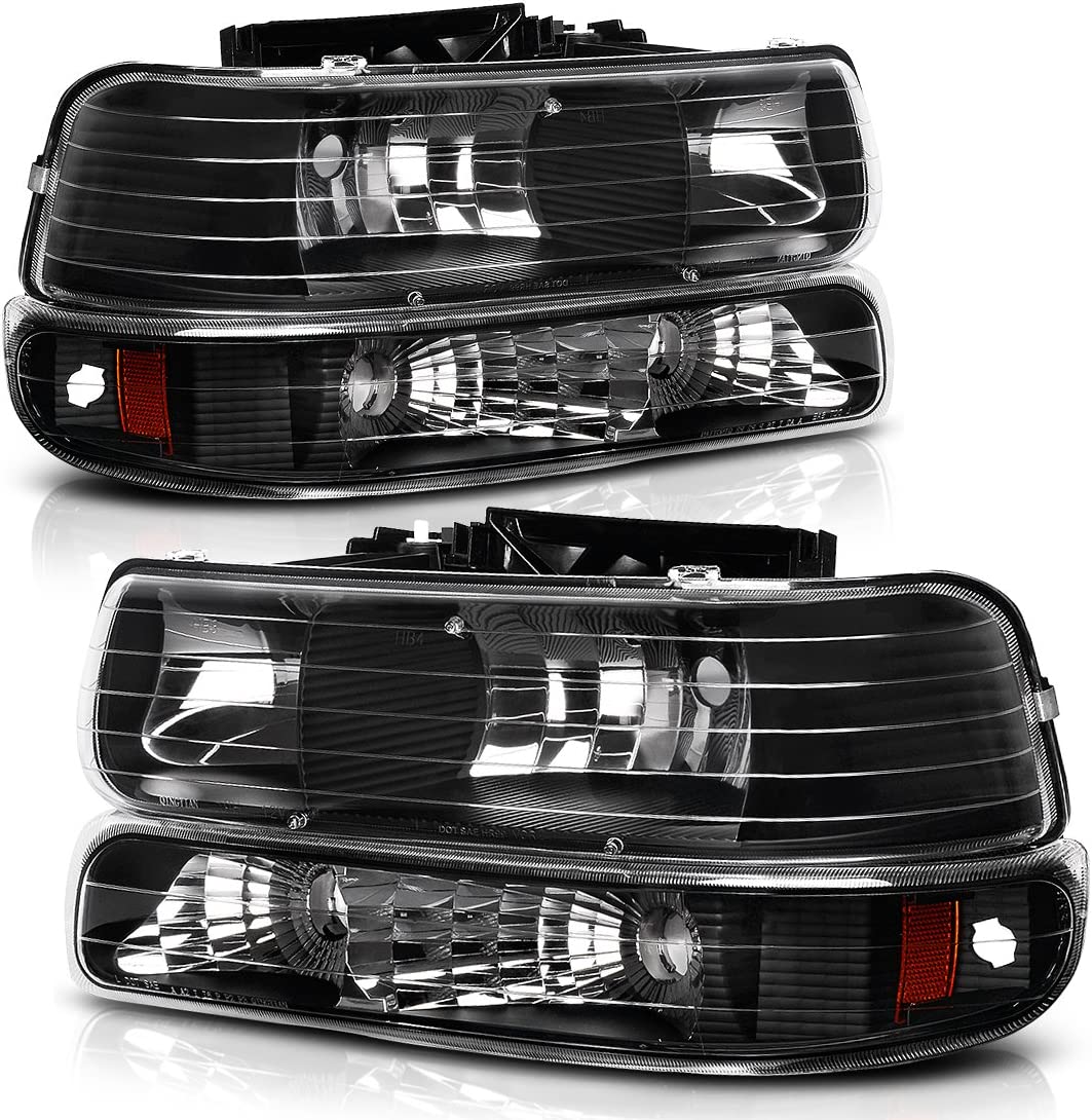 Autosaver88 Headlights Assembly Compatible With 19992002 Chevrolet Silverado 20012002 1500 2500 1500hd 2500hd 3500 20002006 Tahoe Suburban Lights In Bumpers - JSI Racing 