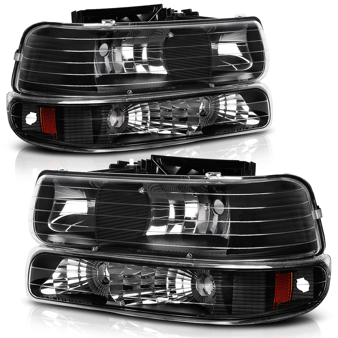 Autosaver88 Headlight Assembly Compatible With 19992002 Chevy Silverado 1500 250020012002 1500hd 2500hd 350020002006 Tahoe Suburban 2500 Headlamp Bumper Lights Black Housing Amber Reflector - JSI Racing 