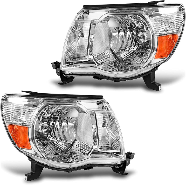 Dwvo Headlight Assembly Compatible With 2005 2006 2007 2008 2009 2010 2011 Tacoma Pickup Truck Oe Replacement Chrome Housing Amber Reflector - JSI Racing 