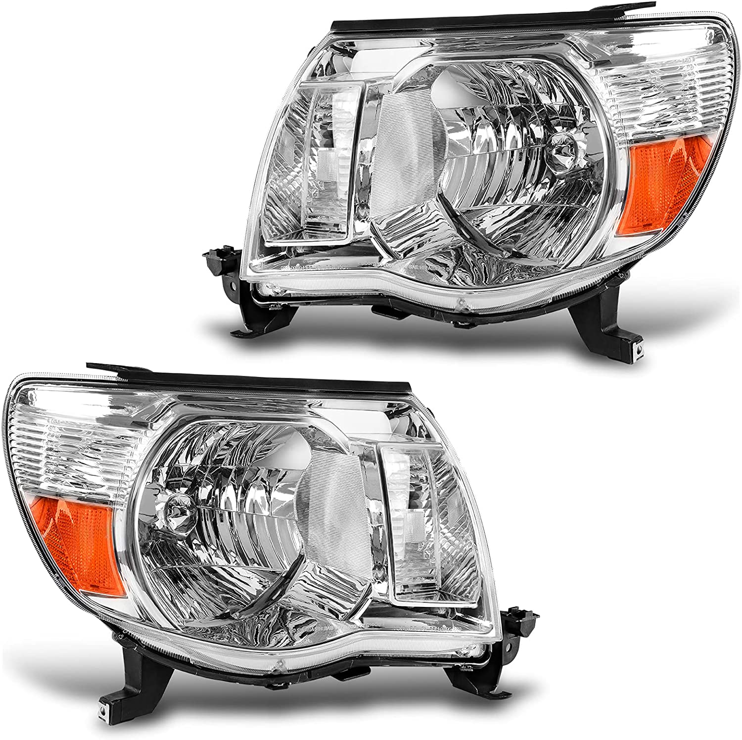 Dwvo Headlight Assembly Compatible With 2005 2006 2007 2008 2009 2010 2011 Tacoma Pickup Truck Oe Replacement Chrome Housing Amber Reflector - JSI Racing 