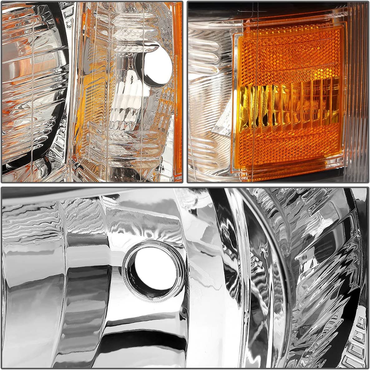 Dna Motoring Hlohcsil07cham Chrome Amber Headlights Compatible With 0713 Silverado 15002500 Hd 3500 1500 - JSI Racing 