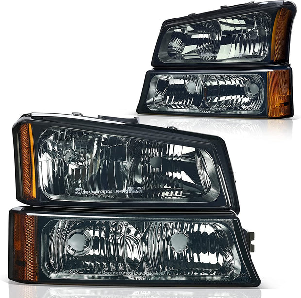 Dwvo Headlight Assembly Compatible With Chevy Silverado Avalanche 1500 2500 3500 Black Clear Housing - JSI Racing 