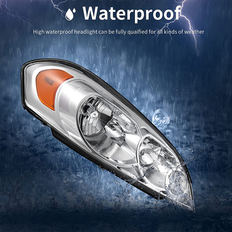 Autosaver88 Headlight Assembly Compatible With 20062013 Chevy Impala 06 07 Monte Carlo Replacement Headlamp Driving Light Chrome Housing Amber Reflector Clear Lens 25958359 25958360 A Oe - JSI Racing 