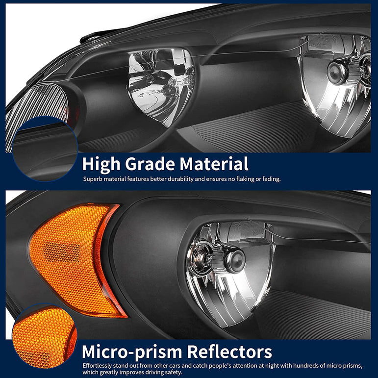 Autosaver88 Headlight Assembly Compatible With 20062013 Chevy Impala 06 07 Monte Carlo Replacement Headlamp Black Housing Amber Reflector Clear Lens A Oe - JSI Racing 