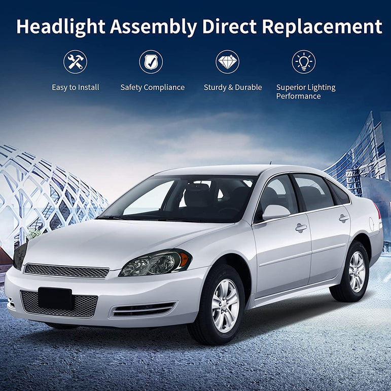 Autosaver88 Headlight Assembly Compatible With 20062013 Chevy Impala 06 07 Monte Carlo Replacement Headlamp Driving Light Chrome Housing Amber Reflector Clear Lens 25958359 25958360 A Black Smoke Oe - JSI Racing 