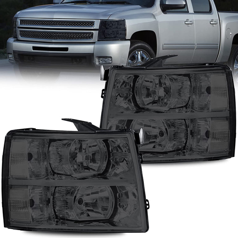 Mostplus Headlight Assembly Compatible With Chevy Chevrolet Silverado 1500 2500 3500 Black Housing Clear Lens Amber Reflector - JSI Racing 