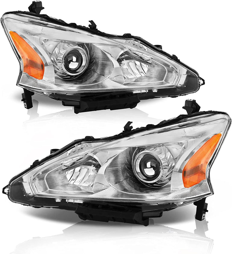 Alziria Headlight Assembly Compatible With 20132015 Nissan Altima Sslsv Only Fit 4door Chrome Housing Amber Reflector - JSI Racing 