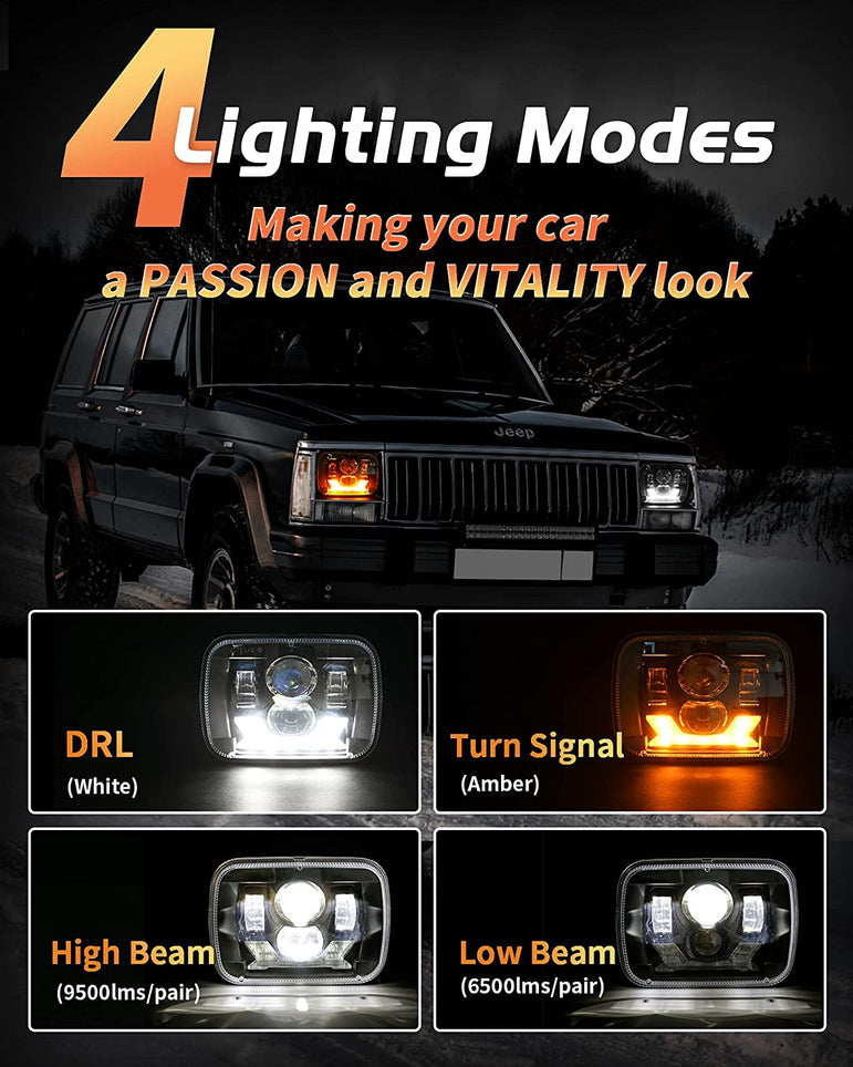 2020-2021 New Osram Chips 180w Dot 500 Brighter Antiglare H6054 5x7 7x6 LED Headlights With Turn Signal Drl Hilow Sealed Beam Compatible Jeep Cherokee Xj Wrangler Yj Ford Chevrolet Gmc Toyota Nissan Etc - JSI Racing 