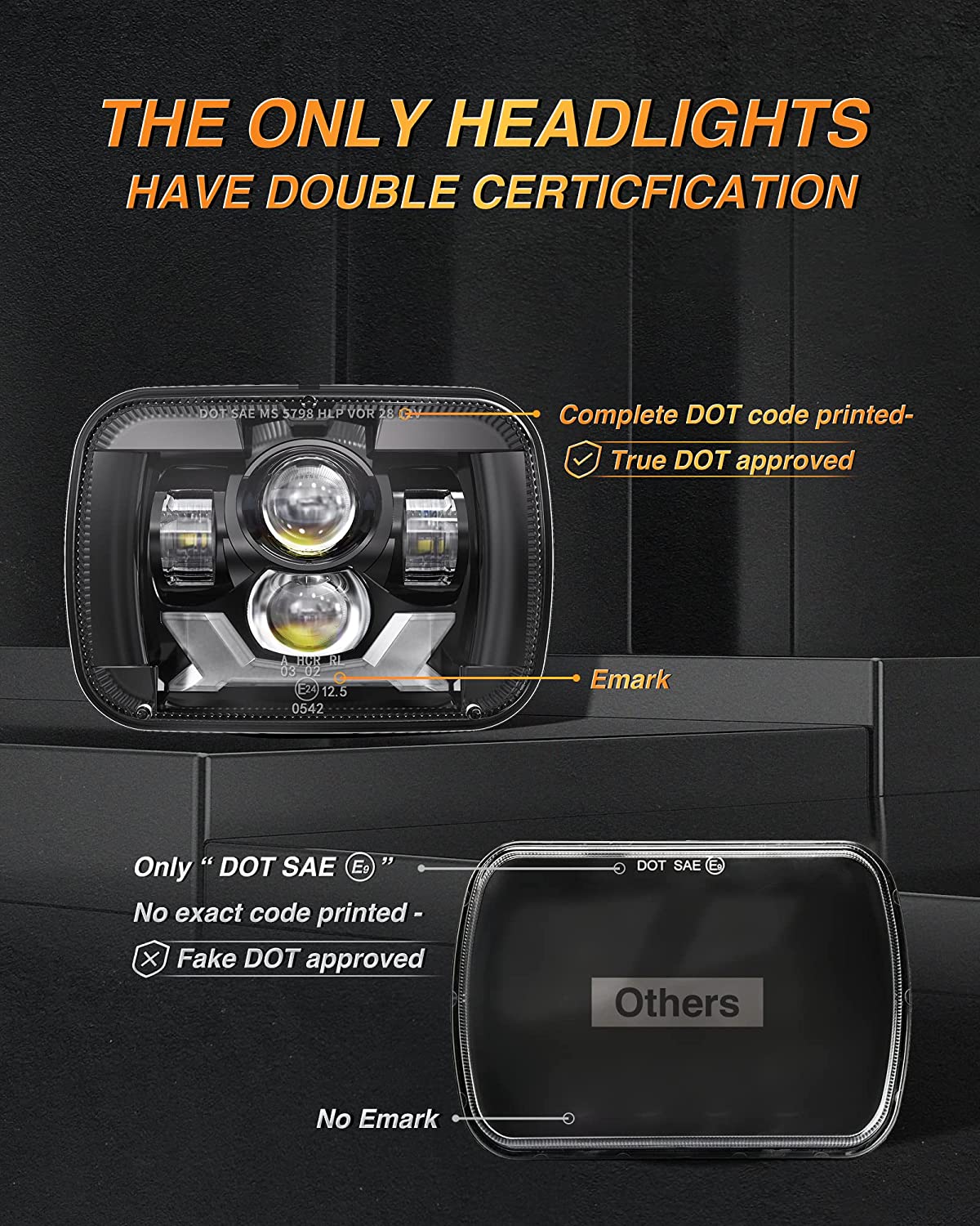 2020-2021 New Osram Chips 180w Dot 500 Brighter Antiglare H6054 5x7 7x6 LED Headlights With Turn Signal Drl Hilow Sealed Beam Compatible Jeep Cherokee Xj Wrangler Yj Ford Chevrolet Gmc Toyota Nissan Etc - JSI Racing 