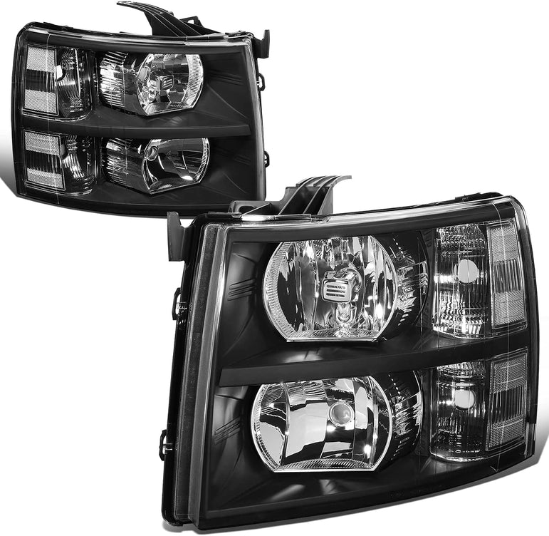 DNA Motoring HL-OH-CSIL07-BK-CL1 Black Headlights Pair Compatible with 07-13 Silverado 1500 2500 3500 HL-OH-CSIL07-BK-CL1 - JSI Racing 