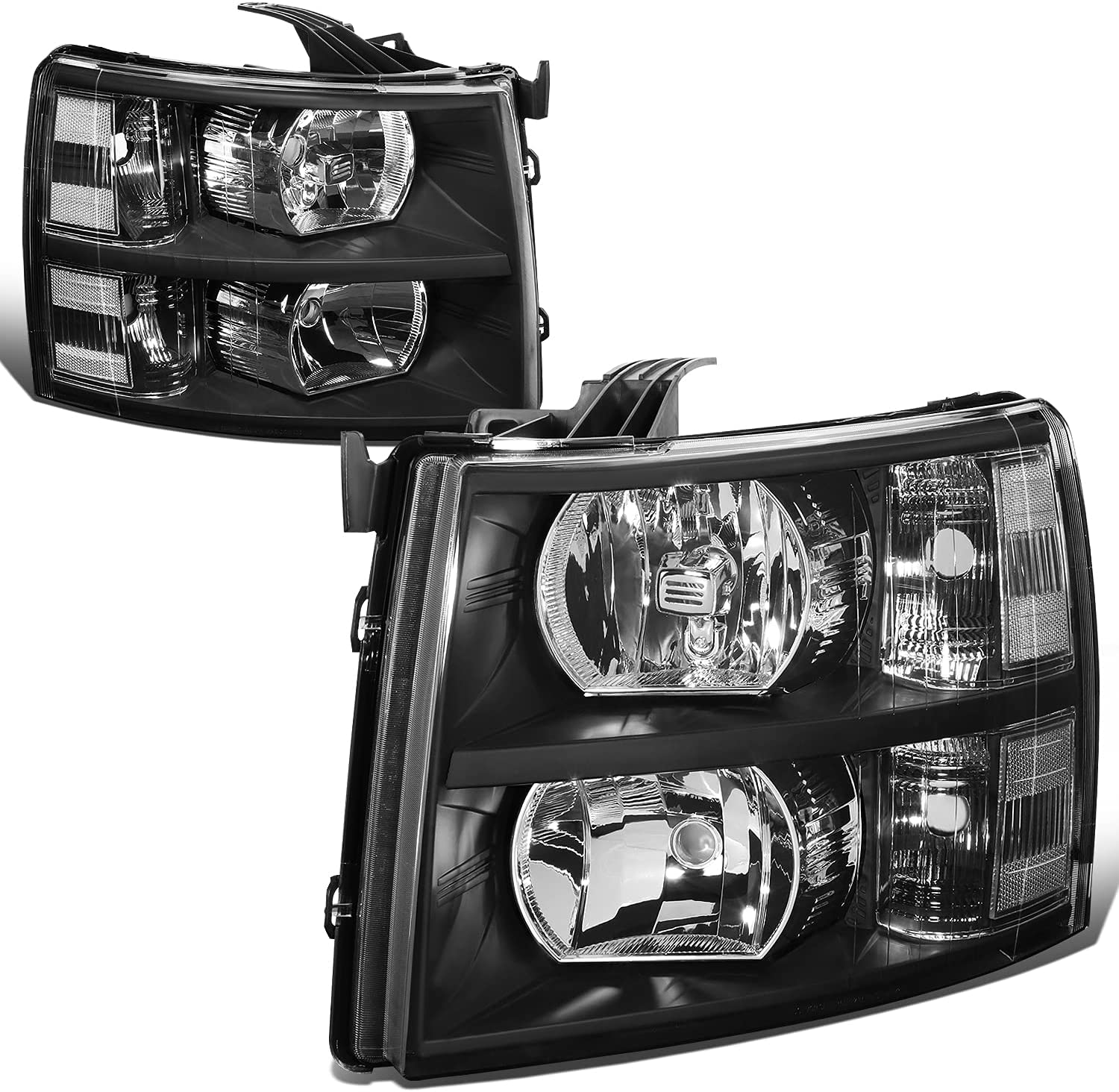 DNA Motoring HL-OH-CSIL07-BK-CL1 Black Headlights Pair Compatible with 07-13 Silverado 1500 2500 3500 HL-OH-CSIL07-BK-CL1 - JSI Racing 