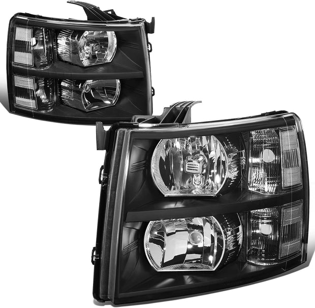 DNA Motoring HL-OH-CSIL07-BK-CL1 Black Headlights Pair Compatible with 07-13 Silverado 1500 2500 3500 HL-OH-CSIL07-BK-CL1 - JSI Racing 
