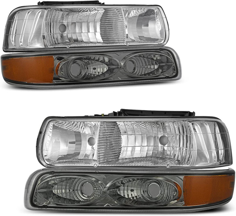 Autosaver88 Headlights Assembly Compatible With 19992002 Chevrolet Silverado 20012002 1500 2500 1500hd 2500hd 3500 20002006 Tahoe Suburban Lights In Bumpers - JSI Racing 