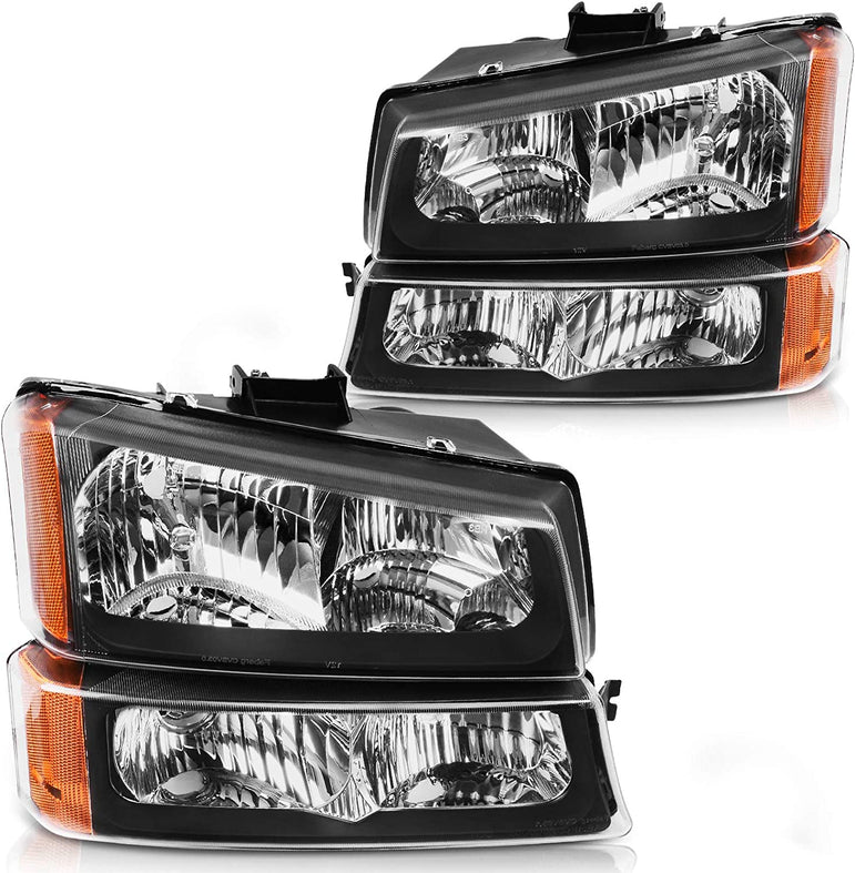 Dwvo Headlight Assembly Compatible With Chevy Silverado Avalanche 1500 2500 3500 Black Clear Housing - JSI Racing 