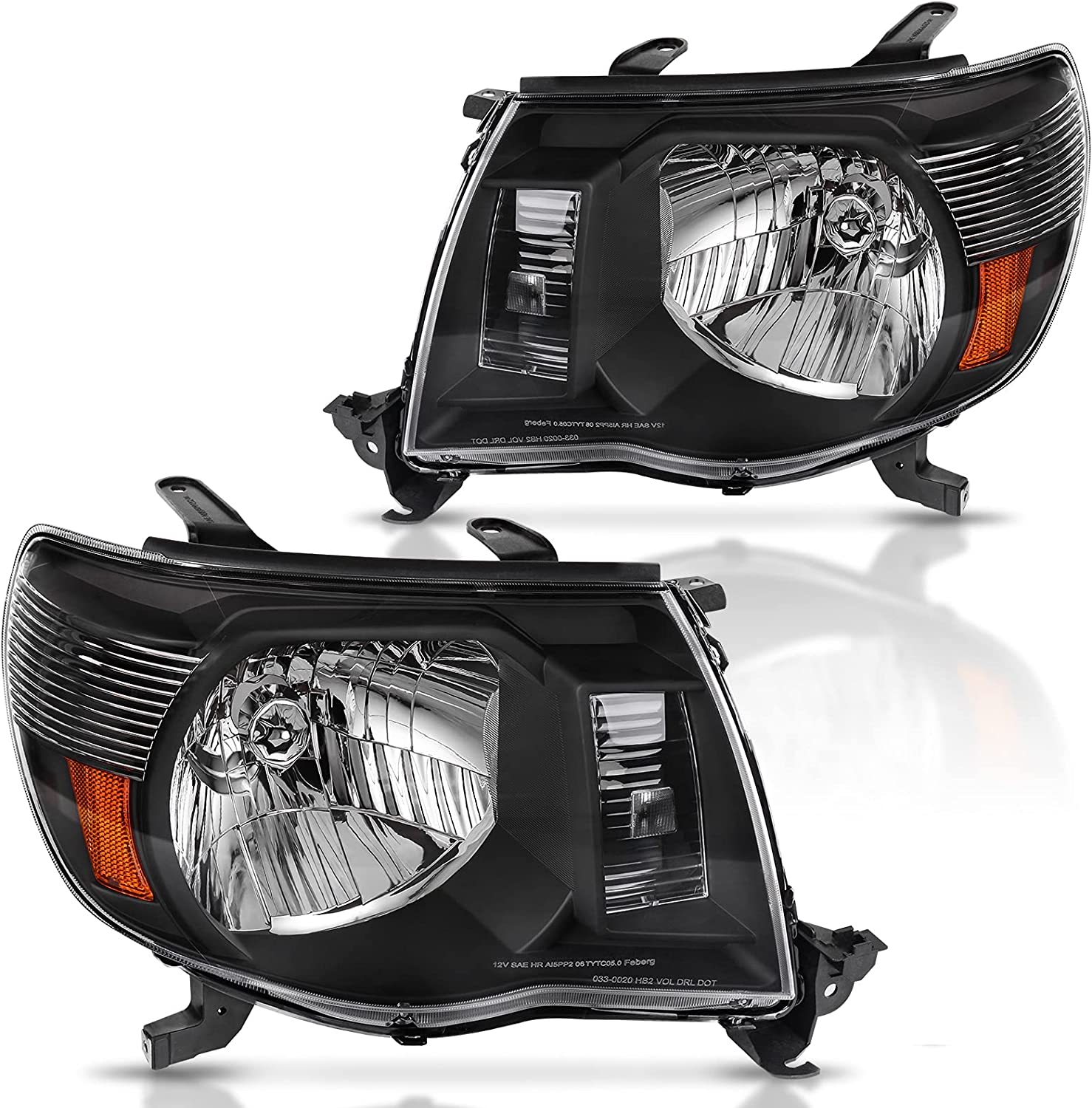 Dwvo Headlight Assembly Compatible With 2005 2006 2007 2008 2009 2010 2011 Tacoma Pickup Truck Oe Replacement Chrome Housing Amber Reflector - JSI Racing 