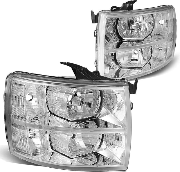 Dna Motoring Hlohcsil07chcl1 Chrome Housing Headlights Compatible With 0713 Silverado 15002500 Hd 3500 1500 - JSI Racing 