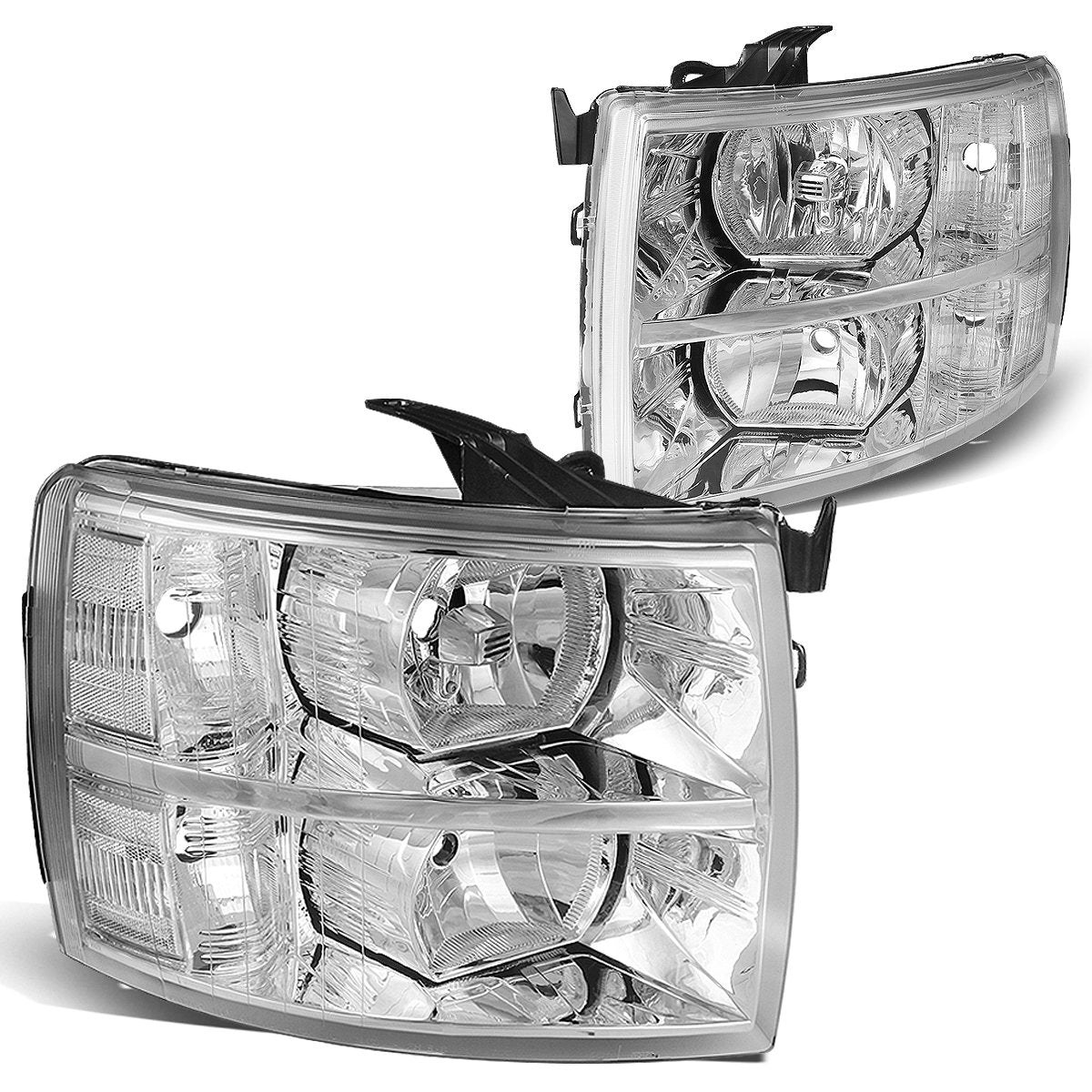 Dna Motoring Hlohcsil07chcl1 Chrome Housing Headlights Compatible With 0713 Silverado 15002500 Hd 3500 1500 - JSI Racing 