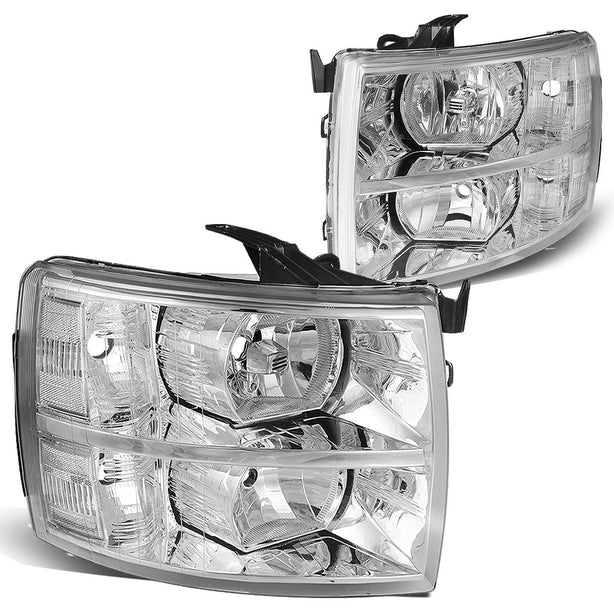 Dna Motoring Hlohcsil07chcl1 Chrome Housing Headlights Compatible With 0713 Silverado 15002500 Hd 3500 1500 - JSI Racing 