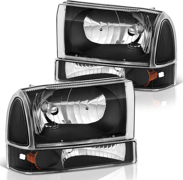 Dwvo Headlight Assembly Compatible With Ford F250 F350 F450 F550 Super Duty Pickup Truck Signal Lamps Chrome Housing Clear Lens Amber Reflector - JSI Racing 