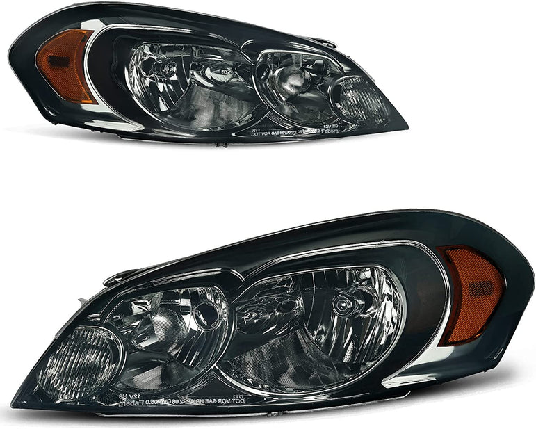 Autosaver88 Headlight Assembly Compatible With 20062013 Chevy Impala 06 07 Monte Carlo Replacement Headlamp Driving Light Chrome Housing Amber Reflector Clear Lens 25958359 25958360 A Black Smoke Oe - JSI Racing 