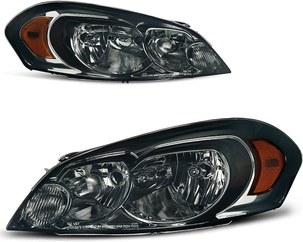 Autosaver88 Headlight Assembly Compatible With 20062013 Chevy Impala 06 07 Monte Carlo Replacement Headlamp Driving Light Chrome Housing Amber Reflector Clear Lens 25958359 25958360 A Black Smoke Oe - JSI Racing 