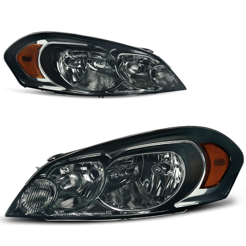 Autosaver88 Headlight Assembly Compatible With 20062013 Chevy Impala 06 07 Monte Carlo Replacement Headlamp Driving Light Chrome Housing Amber Reflector Clear Lens 25958359 25958360 A Black Smoke Oe - JSI Racing 