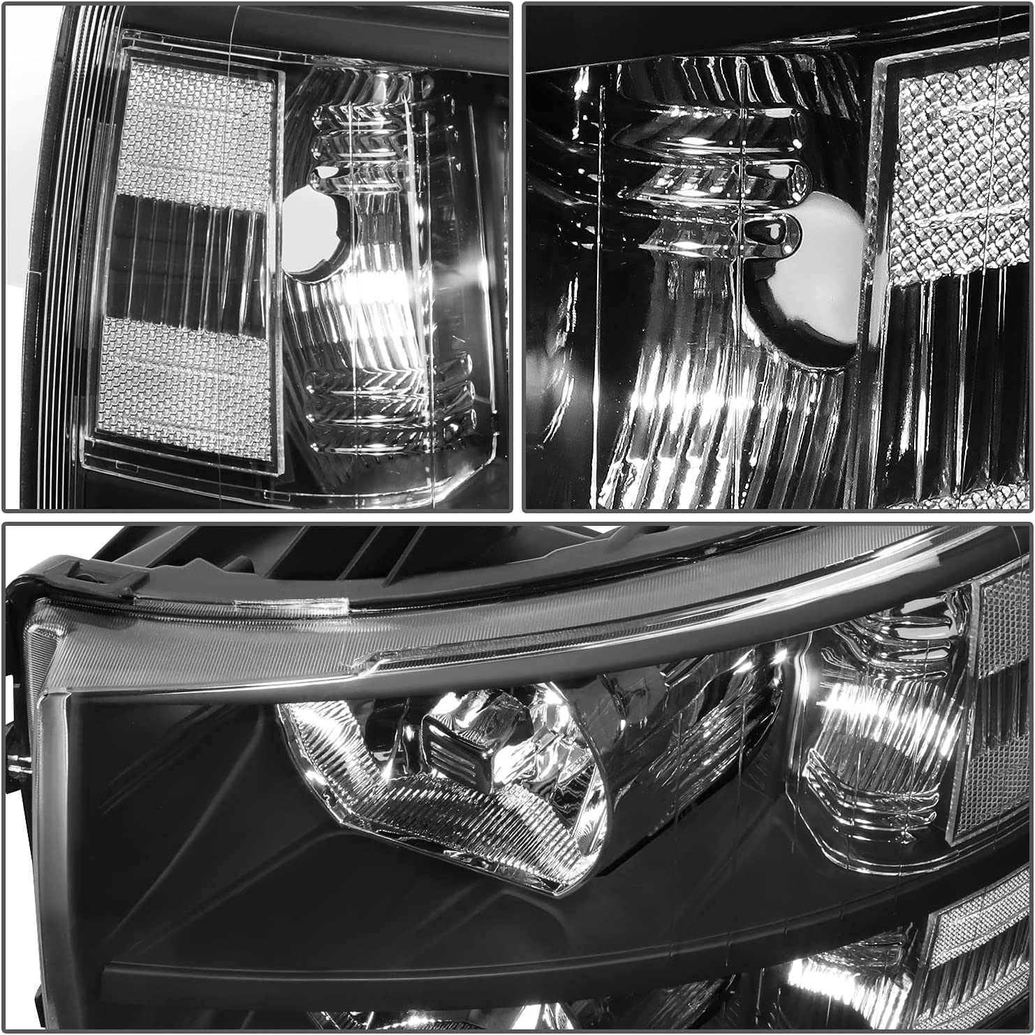 DNA Motoring HL-OH-CSIL07-BK-CL1 Black Headlights Pair Compatible with 07-13 Silverado 1500 2500 3500 HL-OH-CSIL07-BK-CL1 - JSI Racing 
