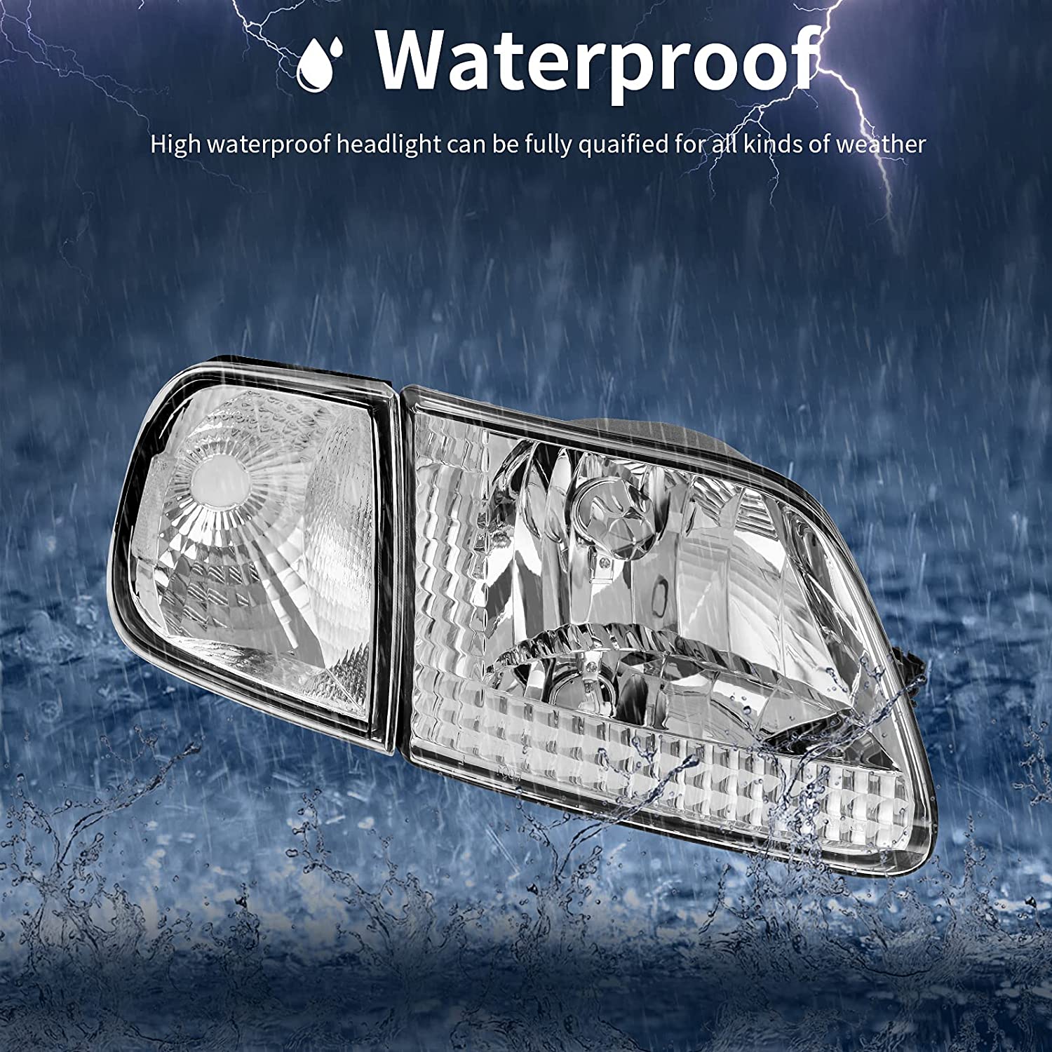 Headlight Assembly, Headlight Replacement, Fits 97-03 Ford F-150/97-02 Ford Expedition Pickup - JSI Racing 