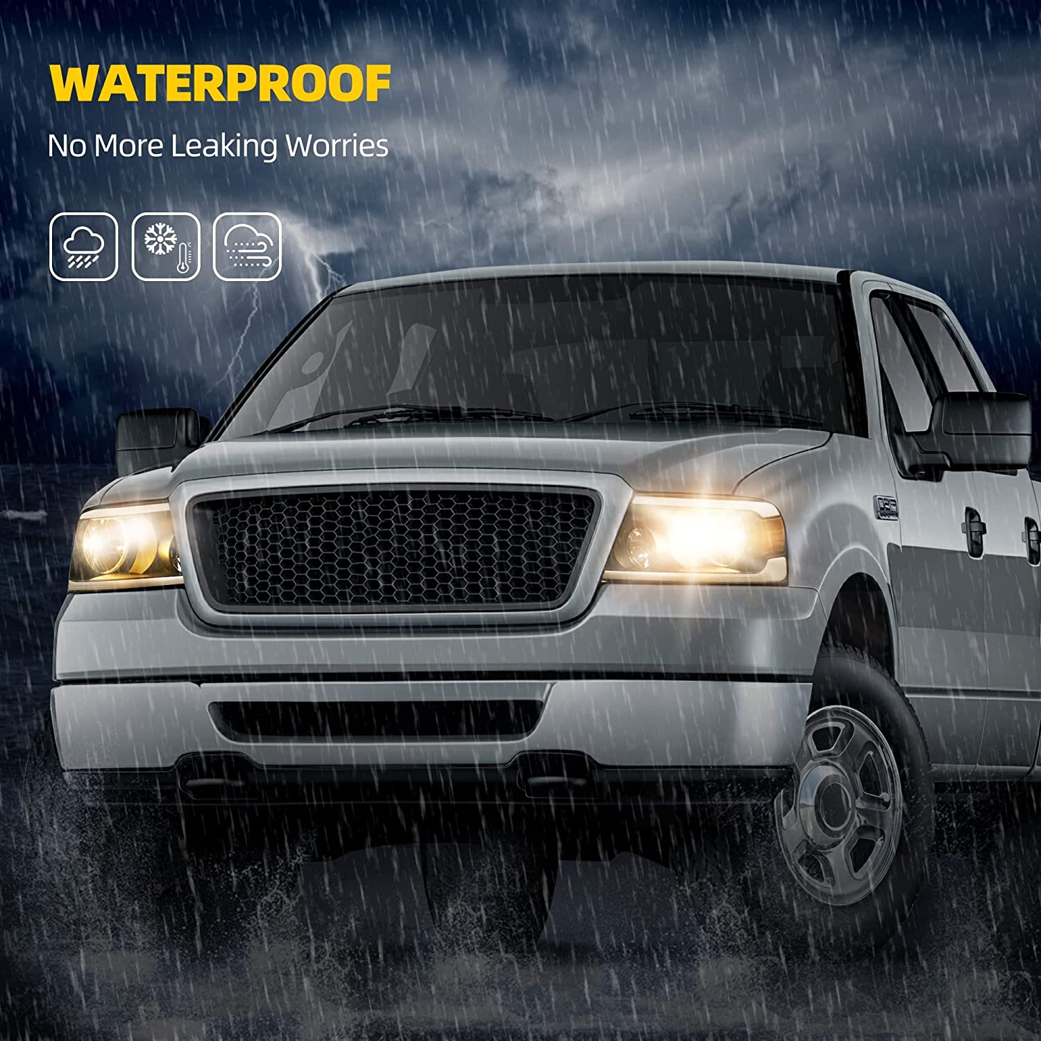 2004-2008 Ford F150 Switchback Turn Signal Headlights With Black Housing - JSI Racing 