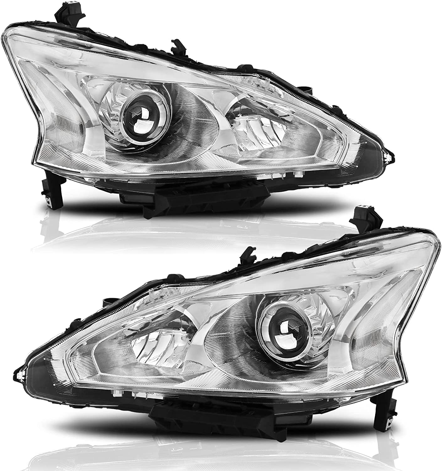 Alziria Headlight Assembly Compatible With 20132015 Nissan Altima Sslsv Only Fit 4door Chrome Housing Amber Reflector - JSI Racing 