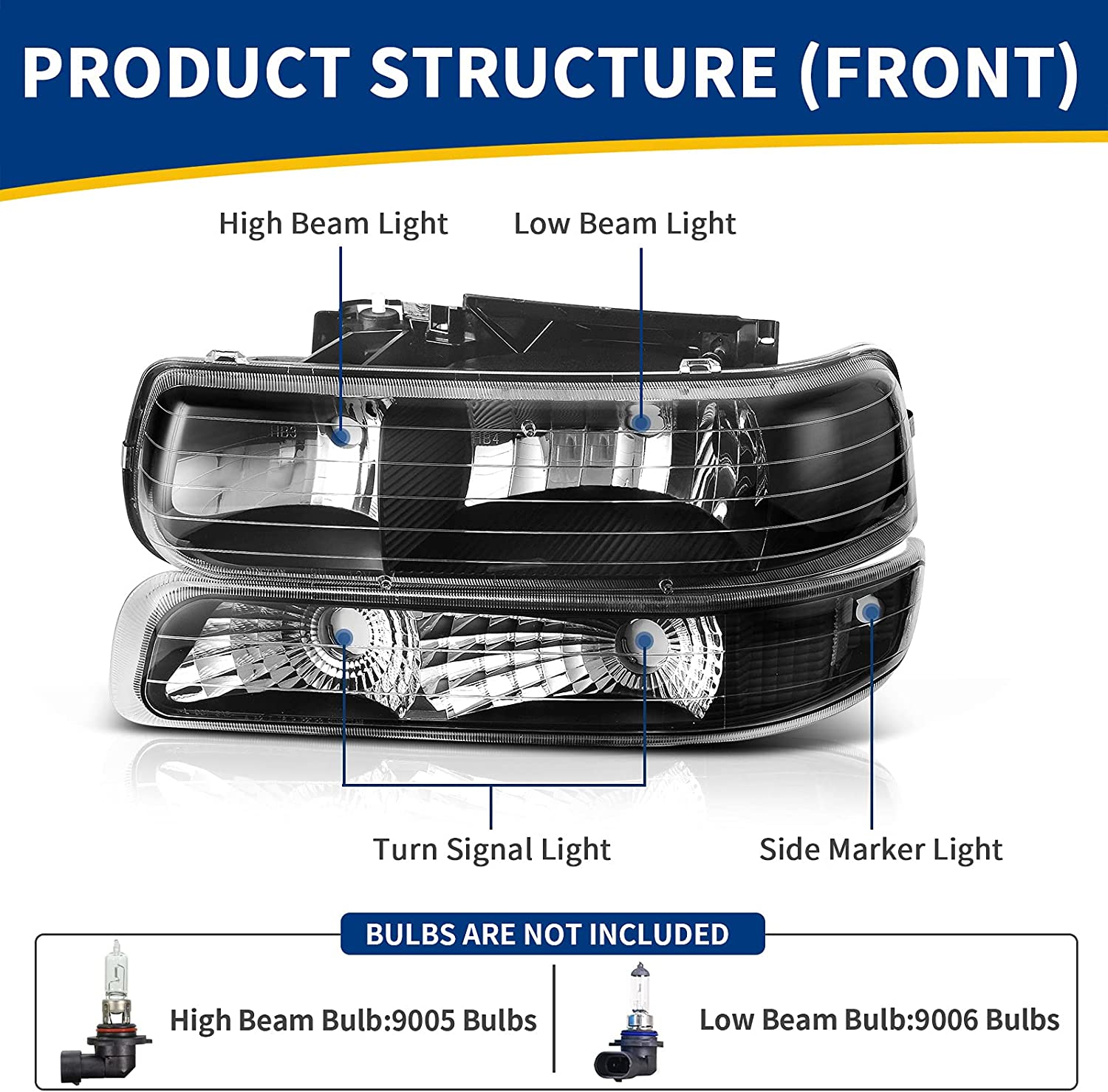 NTXGLOW Headlight Assembly (1999–2002 Chevrolet Silverado & 2000–2006 Tahoe / Suburban) - JSI Racing 