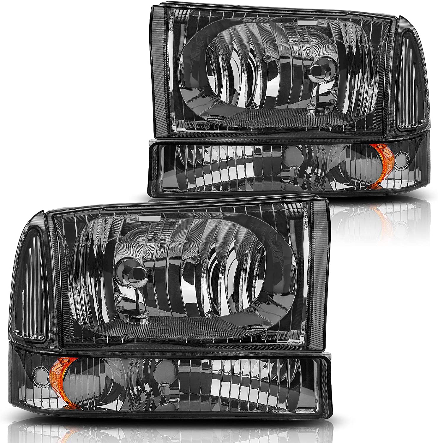 Dwvo Headlight Assembly Compatible With Ford F250 F350 F450 F550 Super Duty Pickup Truck Signal Lamps Chrome Housing Clear Lens Amber Reflector - JSI Racing 